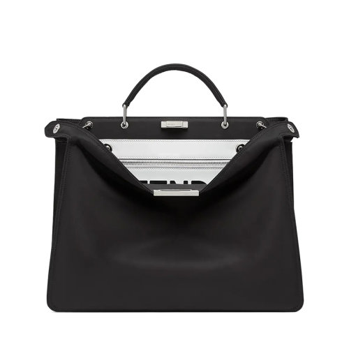 FENDI/芬迪 PEEKABOO ISEEU系列 男士中号黑色尼龙材质钯饰面金属可拆卸内袋标志性旋转门扣配可拆卸肩带斜跨单肩手提包7VA529AGQIF0D5A