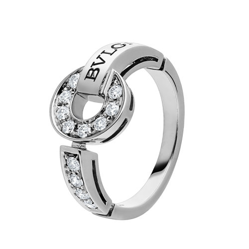 BVLGARI/宝格丽  18K金白金铺镶钻石戒指 343170