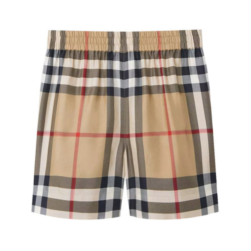 BURBERRY/博柏利 女款桑蚕丝高腰短裤典藏米色格纹 80527481