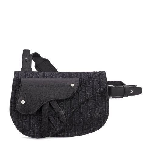 DIOR/迪奥 Saddle Oblique 男士黑色提花帆布单肩马鞍包 1ADPO095YKY_H00N