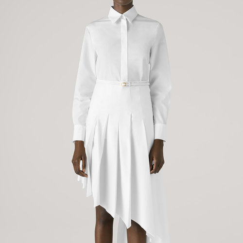 【21春夏新款】St.John/盛蔷2021春季新款女士纯棉百搭经典白女士长袖衬衫上衣K313C91