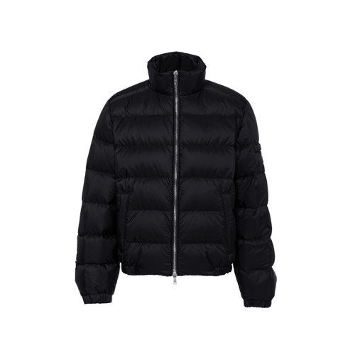 PRADA/普拉达 22年新款 男士黑色尼龙左臂饰有金属三角标志拉链开合立领羽绒服外套SGB112_1WQ9_F0002_S_192