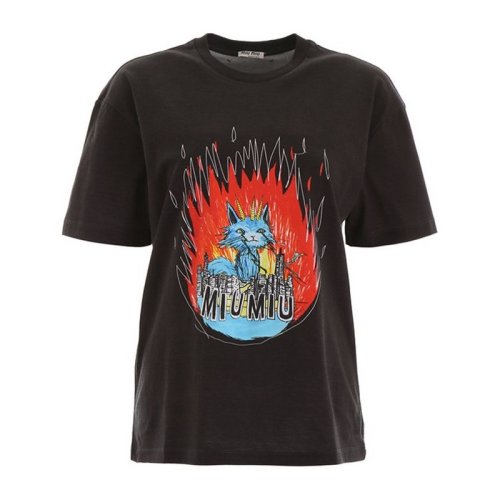  Miu Miu/缪缪 女士印花棉质短袖T恤 MJN145 1UE9 F0002 PLFSX