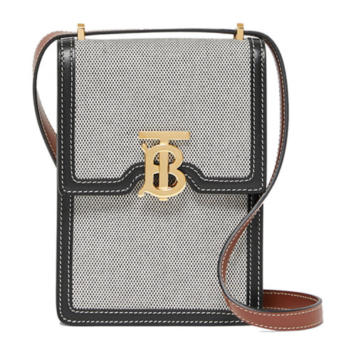 BURBERRY/博柏利 巴宝莉 女士 女包 黑色帆布配皮时尚斜挎包单肩包 80318591