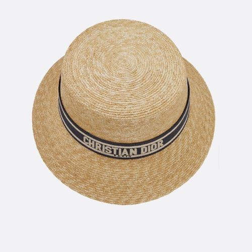  DIOR迪奥 22年秋冬 女士 帽子 窄檐帽-麦秸和深蓝色刺绣饰带 11DRT952G180_C530 预定商品1-3周发货