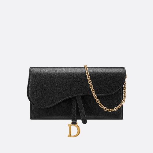  DIOR迪奥 22年秋冬 女士 钱包 马鞍长款钱包-黑色羊皮革 S5614CCEH_M900 预定商品1-3周发货