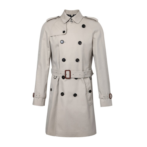 BURBERRY/博柏利 男装 服装 米灰色棉质双排扣简约长袖 男士风衣外套 3761565