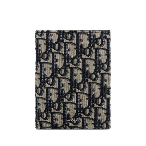 DIOR/迪奥米色和黑色Dior斜纹提花帆布护照夹 2ESPH012YSE_H05E