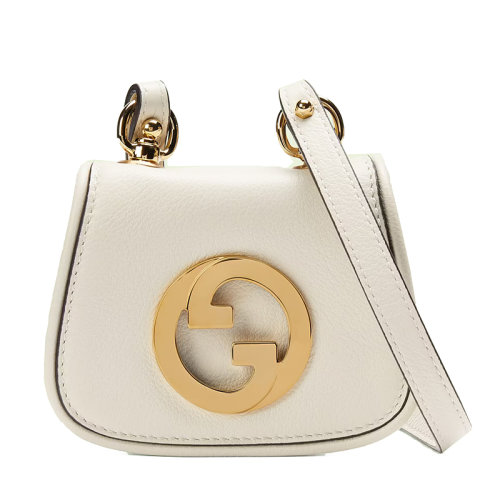 GUCCI/古驰  Blondie系列 女士白色皮革圆形G金扣小包钱包挂脖包?698635UXX0G9022