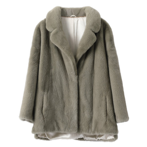 GeleiStory/GeleiStory进口貂皮大衣女时尚简约显瘦天鹅绒水貂毛整貂水貂皮草外套女女士外套 女士皮草