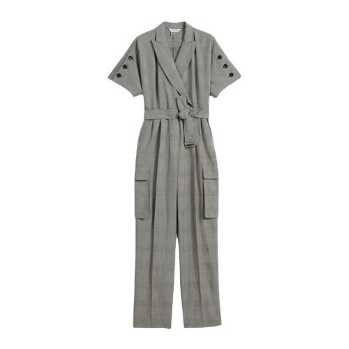 MAX MARA 麦丝玛拉 女士 服装 21春夏 灰色翻领腰带收腰连体裤 女士连体裤