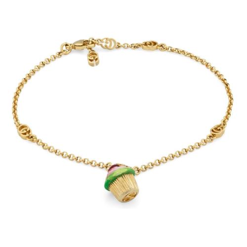 GUCCI古驰 22年秋冬 女士 互扣式双G纸杯蛋糕坠饰手链 702712 I7748 8484