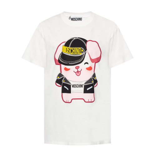 Moschino/莫斯奇诺 【王俊凯 杨超越同款】女装 服装 白色棉质动物印花宽松版女士短袖T恤