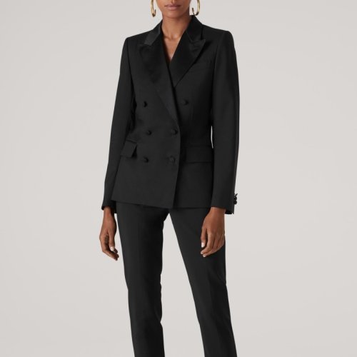 St.John/盛蔷黑色翻领长袖西装外套女士夹克K621W61