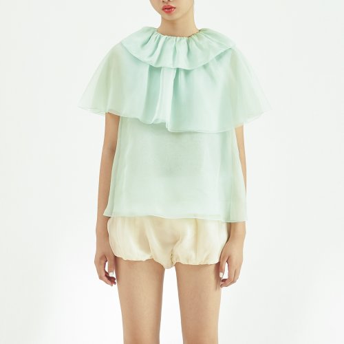 nisiss/怡夕荷叶边活动披肩装饰柯根纱上衣女装定制N181AF0871