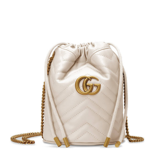 GUCCI/古驰  女士GG Marmont复古双G扣小牛皮迷你水桶包（4色可选）575163