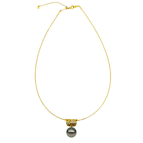 zhuella/珠艾乐 经典奢华祥云图腾 大溪地黑海水珍珠吊坠项链项圈