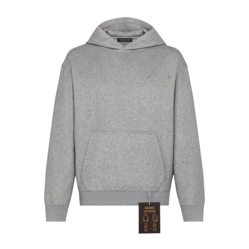 Louis Vuitton/路易威登 22年秋冬新款 MONOGRAM系列 男士灰色丝绒混纺连帽衫卫衣1A7X89