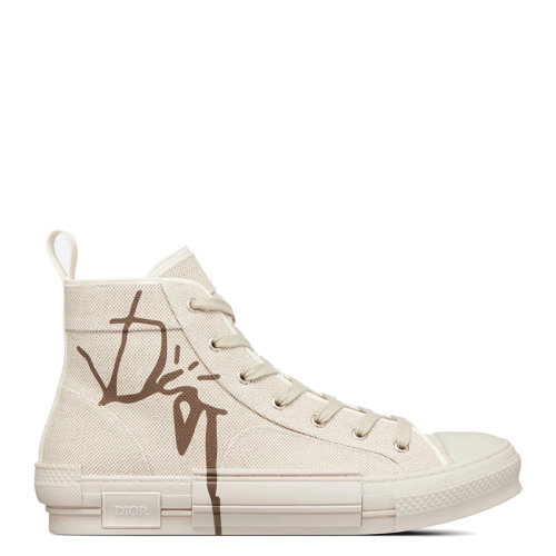 DIOR/迪奥 22年秋冬新款 CACTUS JACK DIOR系列 男士奶油白色/咖啡色棉质帆布标志印花高帮运动鞋3SH126ZOI_H160