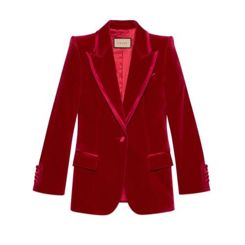  GUCCI古驰 22年秋冬 女士 单排扣天鹅绒夹克 673899 ZAHW8 6487