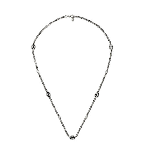 GUCCI/古驰 925纯银珐琅互扣式双G细版项链678658J84108191
