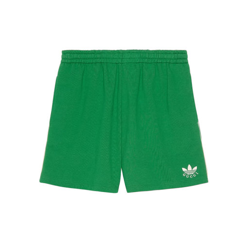 GUCCI/古驰 22年秋冬新款 adidas联名系列 男士绿色纯棉毛毡面料短裤691640XJEKQ3826