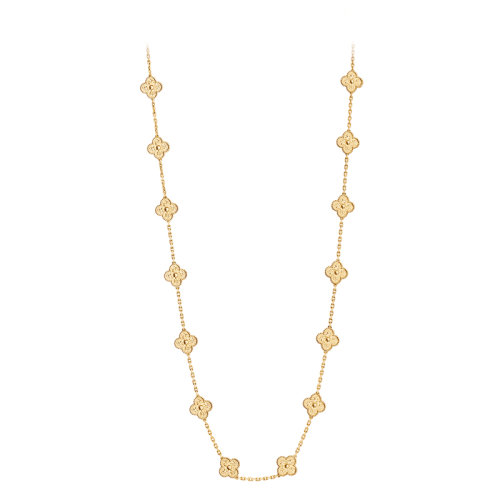 Van Cleef & Arpels/梵克雅宝 经典Vintage Alhambra系列 18k金黄金20四叶草长项链VCARO1IC00