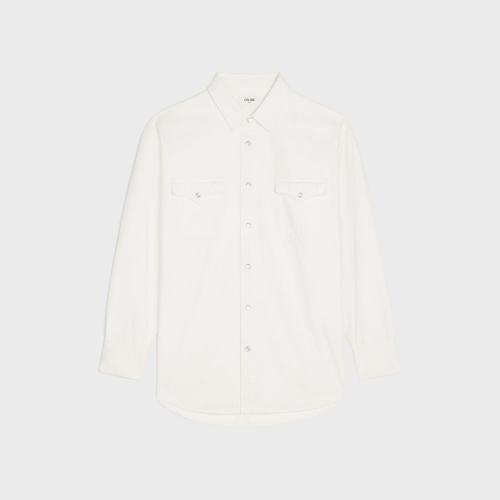  CELINE赛琳思琳 22年秋冬 男士 长袖衬衫 OPTIC WHITE水洗色西部风格牛仔衬衫 2T224806S.01OQ