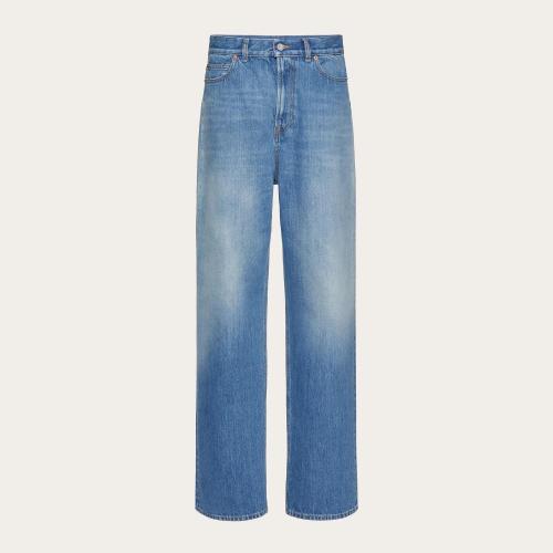  VALENTINO华伦天奴 22年秋冬 女士 牛仔裤 JEAN EN DENIM BLEU DéLA_Vé IMPRIMé Valentino