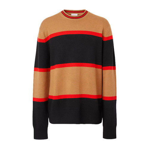 BURBERRY 博柏利 巴宝莉 男士 服装 21春夏 拼色圆领羊毛长袖针织衫 男士毛衣针织衫