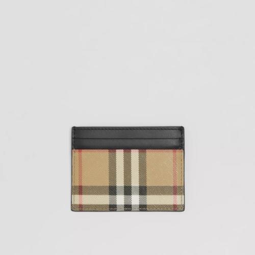  BURBERRY 22年秋冬 女士 Vintage 格纹拼皮革卡片夹 80580111