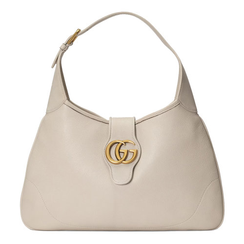 Gucci 古驰 22新款 女士中号白色皮革金色饰面搭扣磁扣开合双G标志调节肩带单肩手提包726274AABE99022