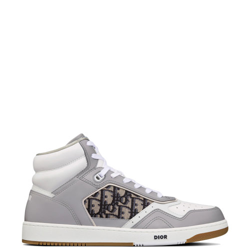 DIOR/迪奥 22年早春新款 B27系列 男士灰色/白色光滑牛皮革侧面黑色老花印花高帮运动鞋3SH133ZIR_H165