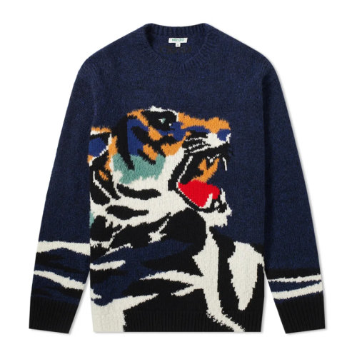 Kenzo 高田贤三 男装 服装 蓝色老虎图案标识圆领 男士毛衣 F965PU2263XA-76