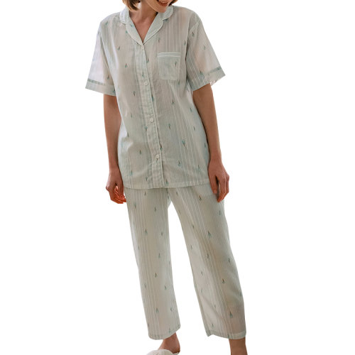 GeleiStory/GeleiStory 回归生活取悦自己休闲居家系列冰激凌印花短袖长裤家居服套装 天丝真丝棉混纺女装>女士睡衣/家居服>女睡衣/家居服