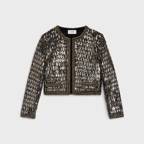  CELINE赛琳思琳 22年秋冬 女士 夹克 罗纹马海毛刺绣开衫 2AD17083T.38NO