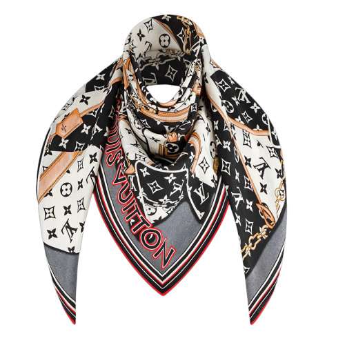 预定1个月 Louis Vuitton/路易威登 21年秋冬新款 MORE AND MORE XS系列 女士黑色桑蚕丝羊绒混纺双面围巾披肩M76932