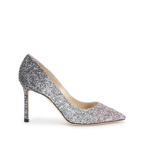 JimmyChoo/周仰杰 女士渐变闪光面料尖头高跟鞋 ROMY 85 VNB
