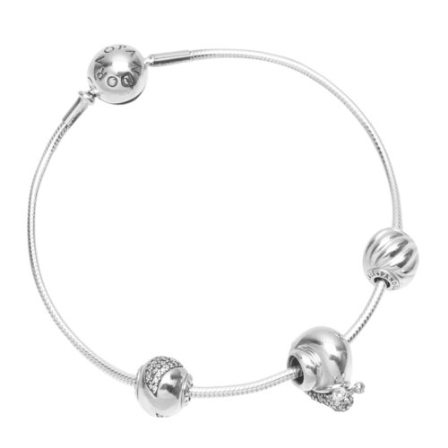 PANDORA/潘多拉 银色蜗牛串珠蛇骨链手链手镯 PAND00063