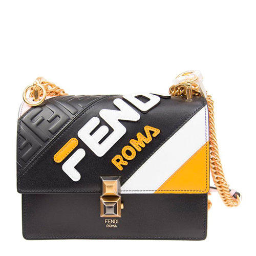 Fendi 芬迪   Fendi X FILA联名限量款 女士拼色KAN I小牛皮logo标识迷你手提单肩包斜挎包