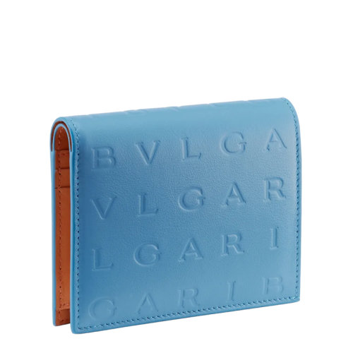 BVLGARI/宝格丽  女士蓝色Bvlgari Infinitum图案烫印小牛皮短款钱包291702