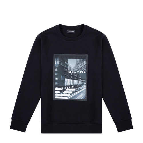 Emporio Armani 男士 黑色 胸口标志卫衣  6H1MQ8-1JHSZ-0014