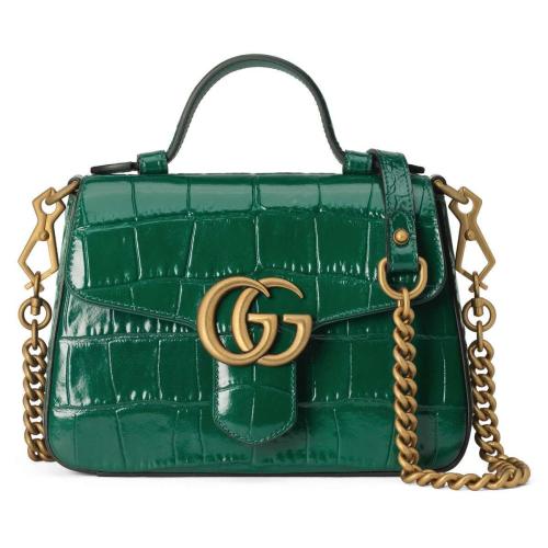  GUCCI古驰 22年秋冬 女士 GG Marmont系列鳄鱼皮迷你手提包 547260 EV40T 3120