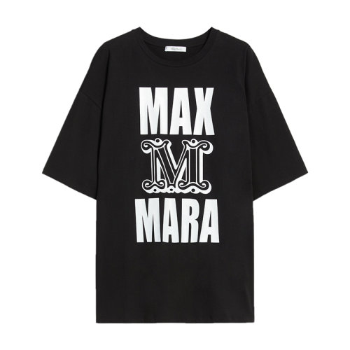 MaxMara/麦丝玛拉 22年秋冬新款 CARLO系列 女士黑色棉质印花中袖T恤1946062906021