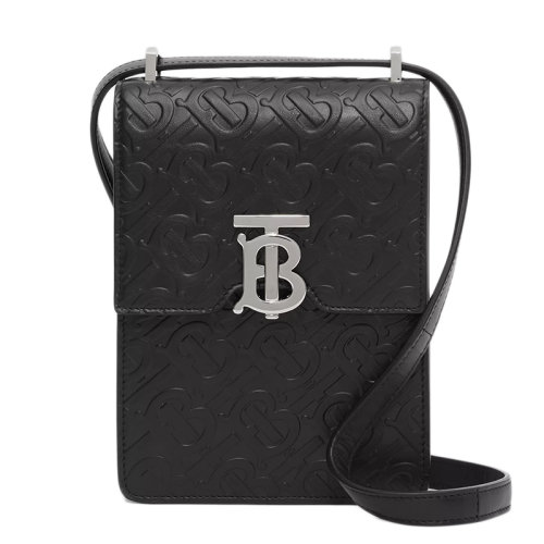 BURBERRY/博柏利 巴宝莉 男女同款 黑色皮革时尚斜挎包单肩包手机包 80328991