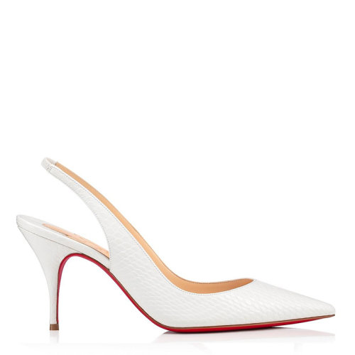 Christian Louboutin/克里斯提鲁布托 女士白色小牛皮蛇鳞纹克莱尔吊带高跟鞋3200041W222