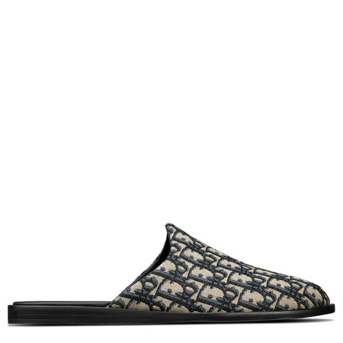 DIOR/迪奥 21年春夏新款 男士米色和黑色提花帆布凉拖3SA097ZJU_H961