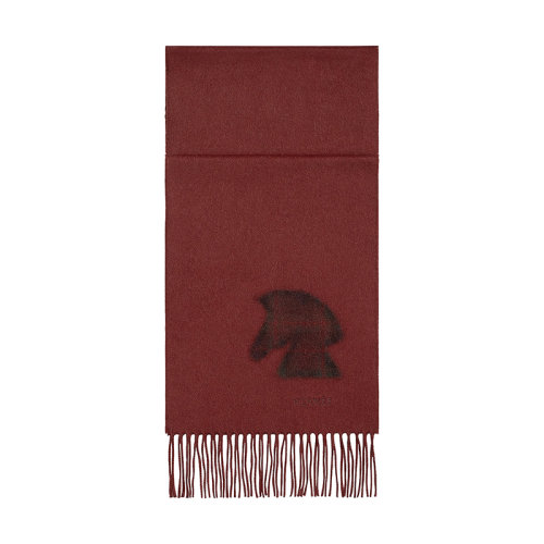 HERMES/爱马仕 22年早春新款 Highlands系列 男士红色刺绣贴花纯羊绒围巾H393780T04