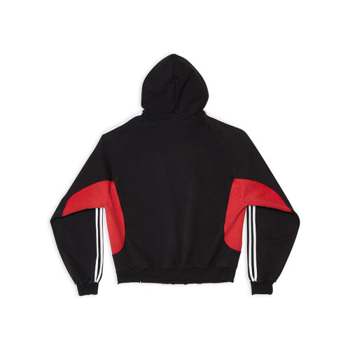 Balenciaga/巴黎世家 22年秋冬新款 ADIDAS联名系列 男士黑色纯棉中重卷绒修身连帽卫衣712395TNVA81003