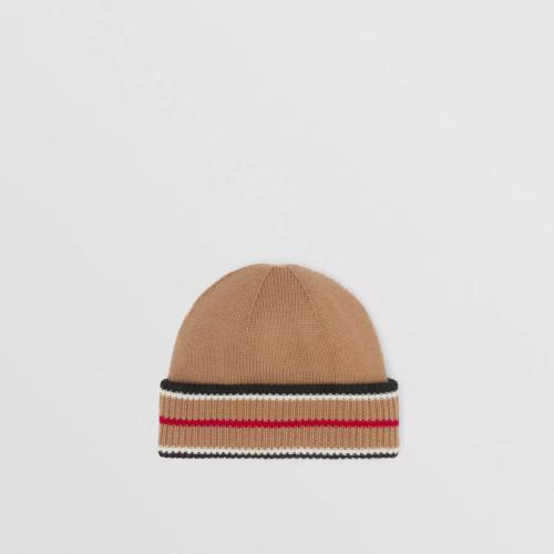  BURBERRY 22年秋冬 男士 双面两用标志性条纹羊绒混纺毛线帽 80495481